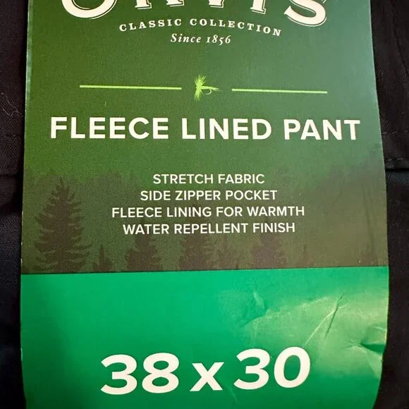 Orvis Men's Fleece Lined Pant Size 38X30 Water Repellent Finish Stretch Fabric - Picture 12 of 13